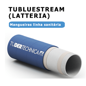 TUBLUESTREAM (LATTERIA) Mangueira adequada para a limpeza com água quente e vapor nos processos de esterilização nas indústrias alimentícias, farmacêutica e cosmética, etc