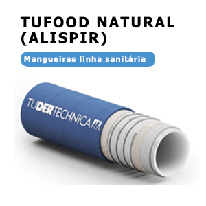 TUFOOD NATURAL (ALISPIR) Mangueira para sucção e descarga para indústrias farmacêuticas, cosméticas e alimentícias tais como leite, derivados de leite, vinho, cerveja e produtos não gordurosos.